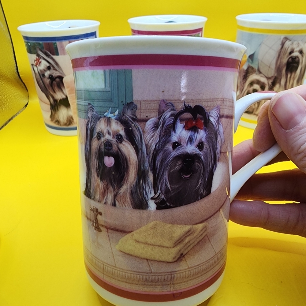 5 Danbury Mint Elegant Yorkies Porcelain Collector Mugs Lot - Great Condition - Picture 6 of 16
